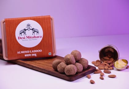 Desi Mitahara's Almond Ladoo - Made with Almond, Jaggery & Cow Ghee - Traditional Indian Sweet - Healthy, Nutritious Snack - 360g Pack - No Artificial Colours - Suitable for All Ages Desi Mitahara's Almond Ladoo - Made with Almond, Jaggery & Cow Ghee - Traditional Indian Sweet - Healthy, Nutritious Snack - 360g Pack - No Artificial Colours - Suitable for All Ages