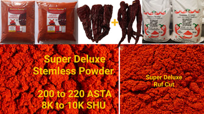 Namma Byadgi's Super Deluxe Red Chilli Powder - 1 KG |  Blend of Kashmri and Byadgi Red Chilli | Stemless Red Chilli Powder