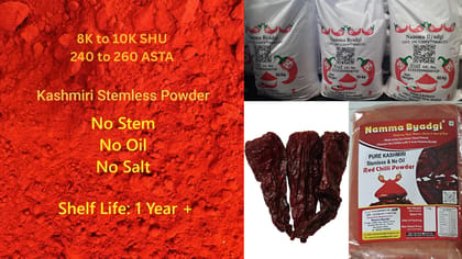 🌶️ Namma Byadgi Pure Kashmiri (Dabbi) Stemless Red Chilli Powder – 1 KG  High Colour | Mild Spiciness | No Oil | No Salt | 100% Natural