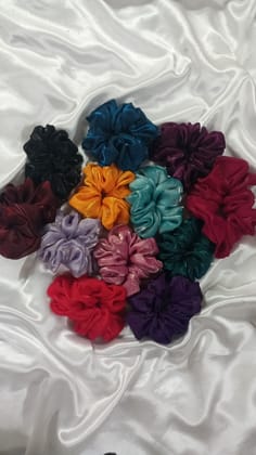Premium Organza Fabric Hair Scrunchies Set Multi-Color 12 pcs set