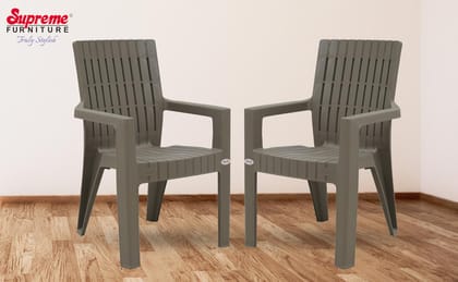 Supreme Furniture Olympia Plastic Chair with Arm Suitable for Home, Garden, Office, Living Room, Cafeteria, Restaurant, Hotel, Resort, Indoor and Outdoor