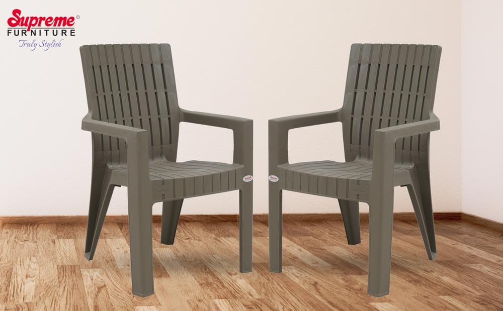 Supreme Furniture Olympia Plastic Chair with Arm Suitable for Home, Garden, Office, Living Room, Cafeteria, Restaurant, Hotel, Resort, Indoor and Outdoor