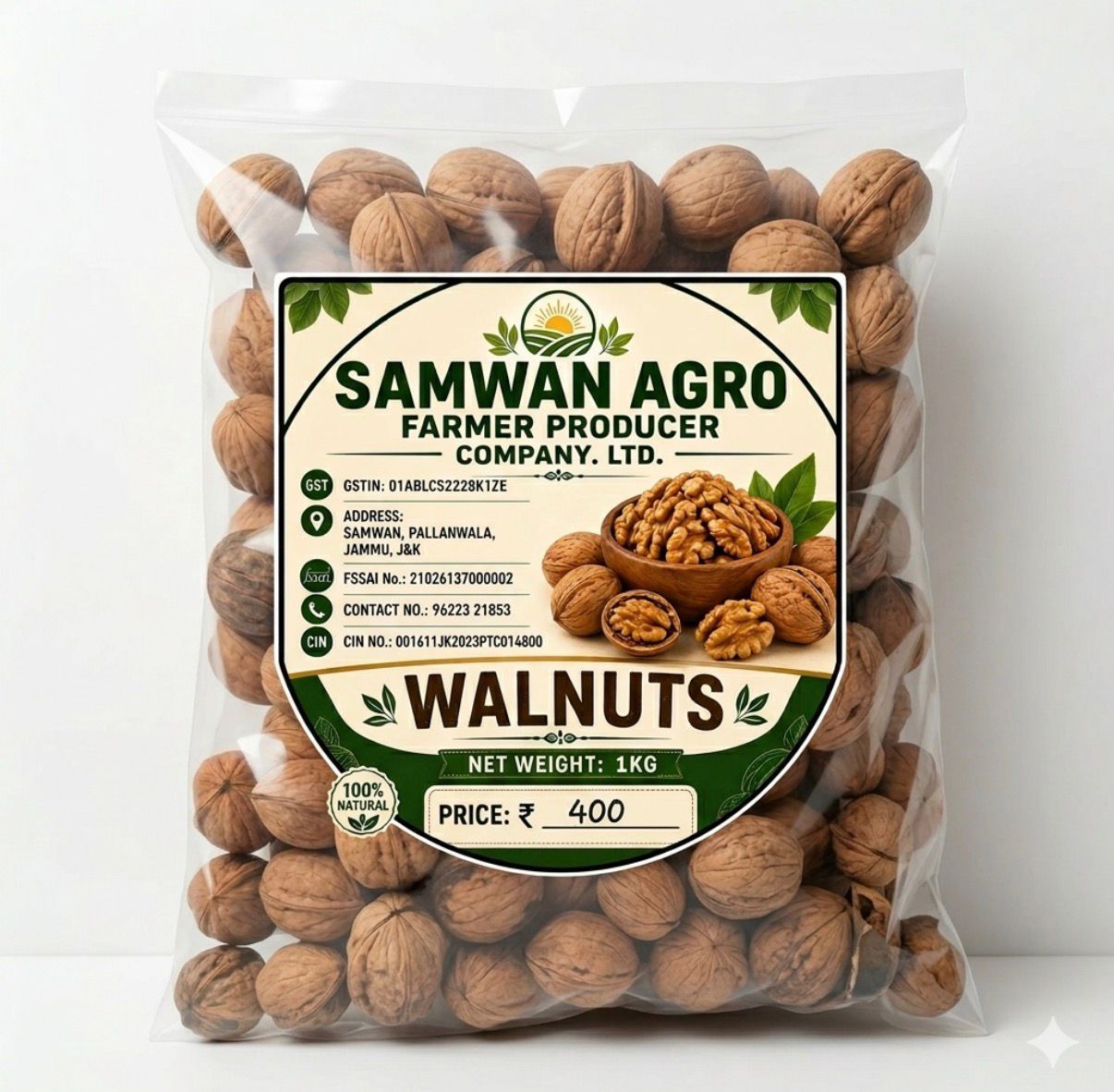 Natural Walnuts In Shell 1kg 