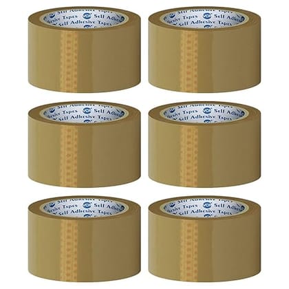 NAINA_ Self Adhesive Brown Packaging Tape 48mm x 100m, Pack of 6