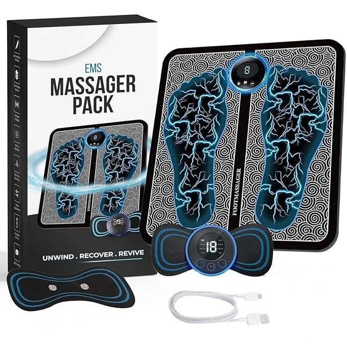 Foot Massager Pain Relief Wireless Electric EMS Massage Portable Folding Automatic with 8 Mode19 Intensity for Therapy New Model-2026 & Body Massager