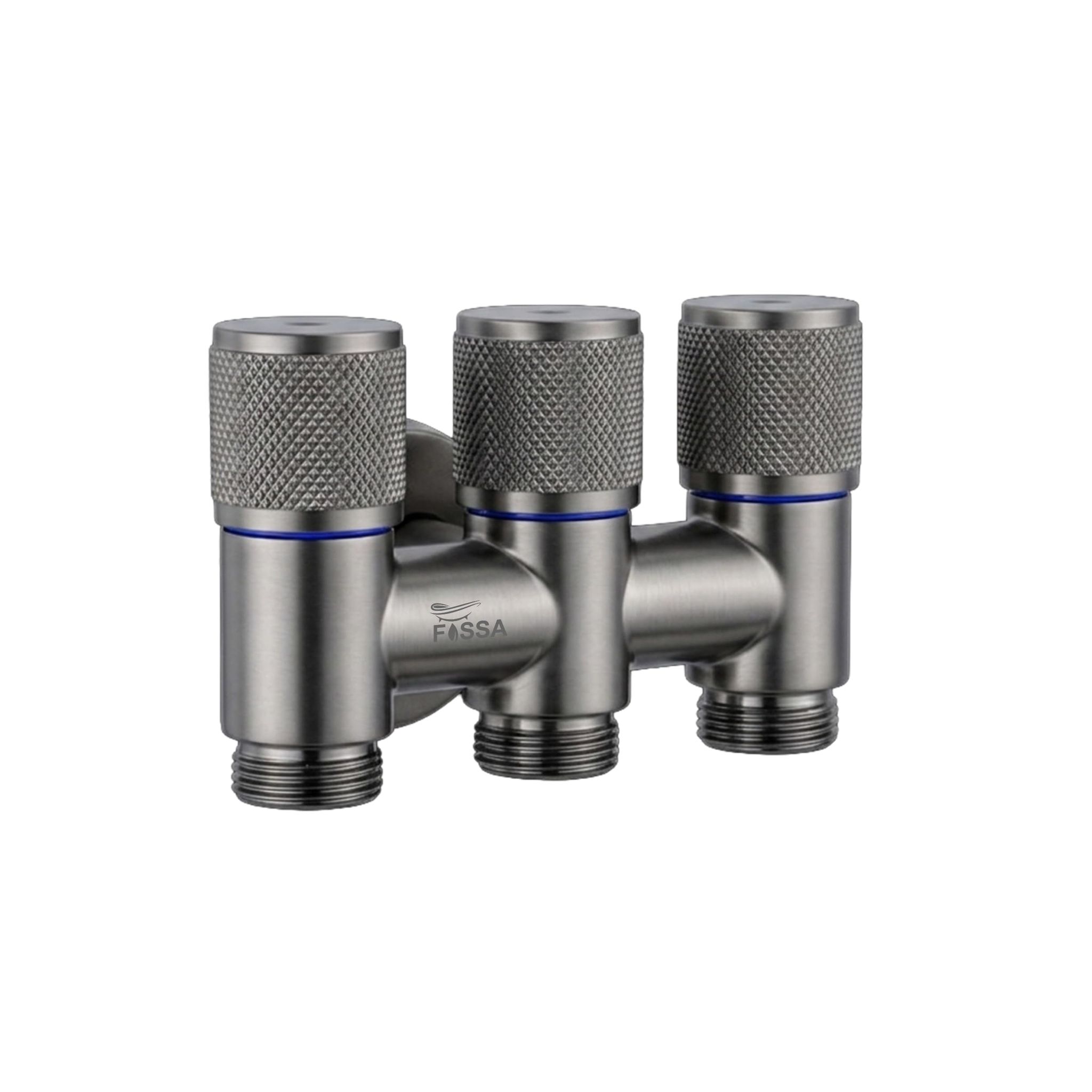 Curio 3 Way Grey Laundry Faucet Stainless Steel Angle Valve Without Nozzle
