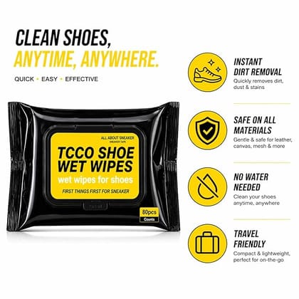 Shoe Cleaner Wipes - 1 Packs of 80 - Portable Sneakers Cleaner Shoe Wipes Quickly Remove Dirt & Stains - These Disposable Shoe Cleaning Wipes Can Be Used On Footwear