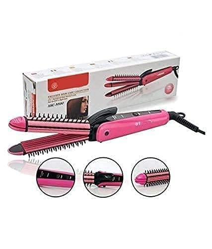 New Nova NHC-8890 3 in 1 Hair Straightener and Curler (Pink)(Straightener & curler for women & men)