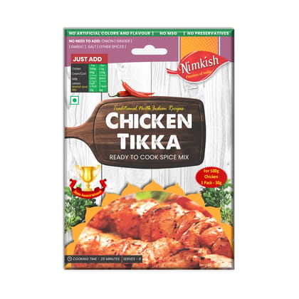 Nimkish Chicken Tikka (Tandoori/Dry) Ready to Cook Spice Mix | 60g | Onion Ginger Garlic Already in Mix | Himalayan Recipe