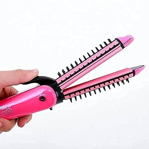 NHC-8890 3 in 1 Hair Straightener and Curler (Pink)(Straightener & curler for women & men)