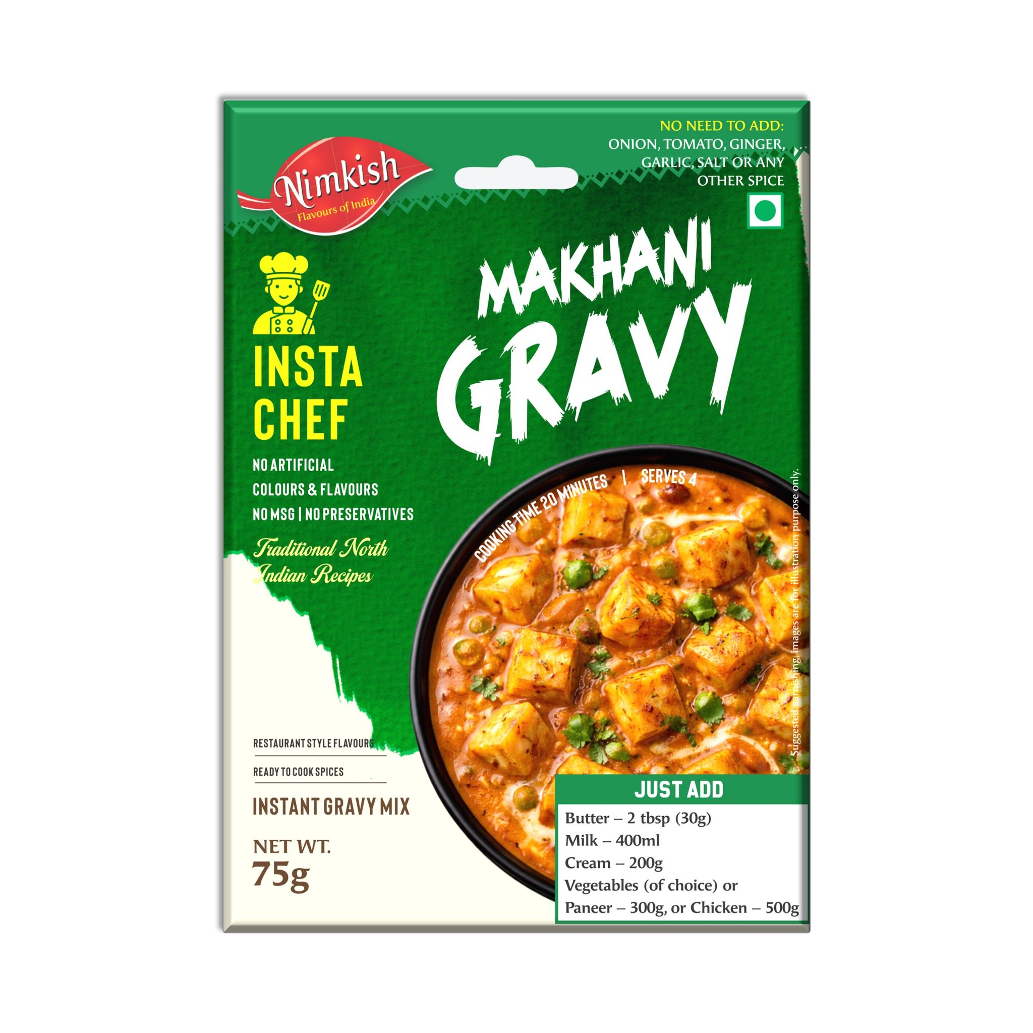 Nimkish Makhani Gravy Instant Premix | 75g | Restaurant-Style Gravy Base | No Preservatives | Made in Kullu