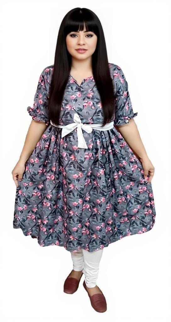Women's Cotton Polyester Kurta | Side Pleated Kurti | Dress |