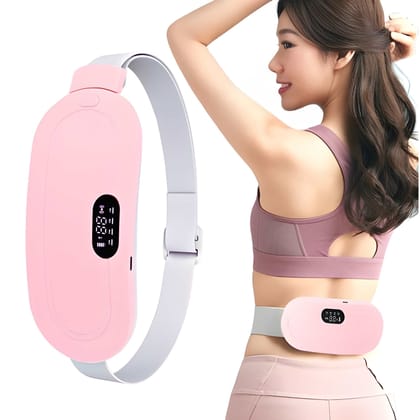 Portable Cordless Heating Pad for Menstrual Cramps Relief | 33-Speed Temperature Adjustment & 4 Massage Modes | Up to 60°C Heating | Rechargeable Period Pain Relief Massager for Back & Belly | Pink