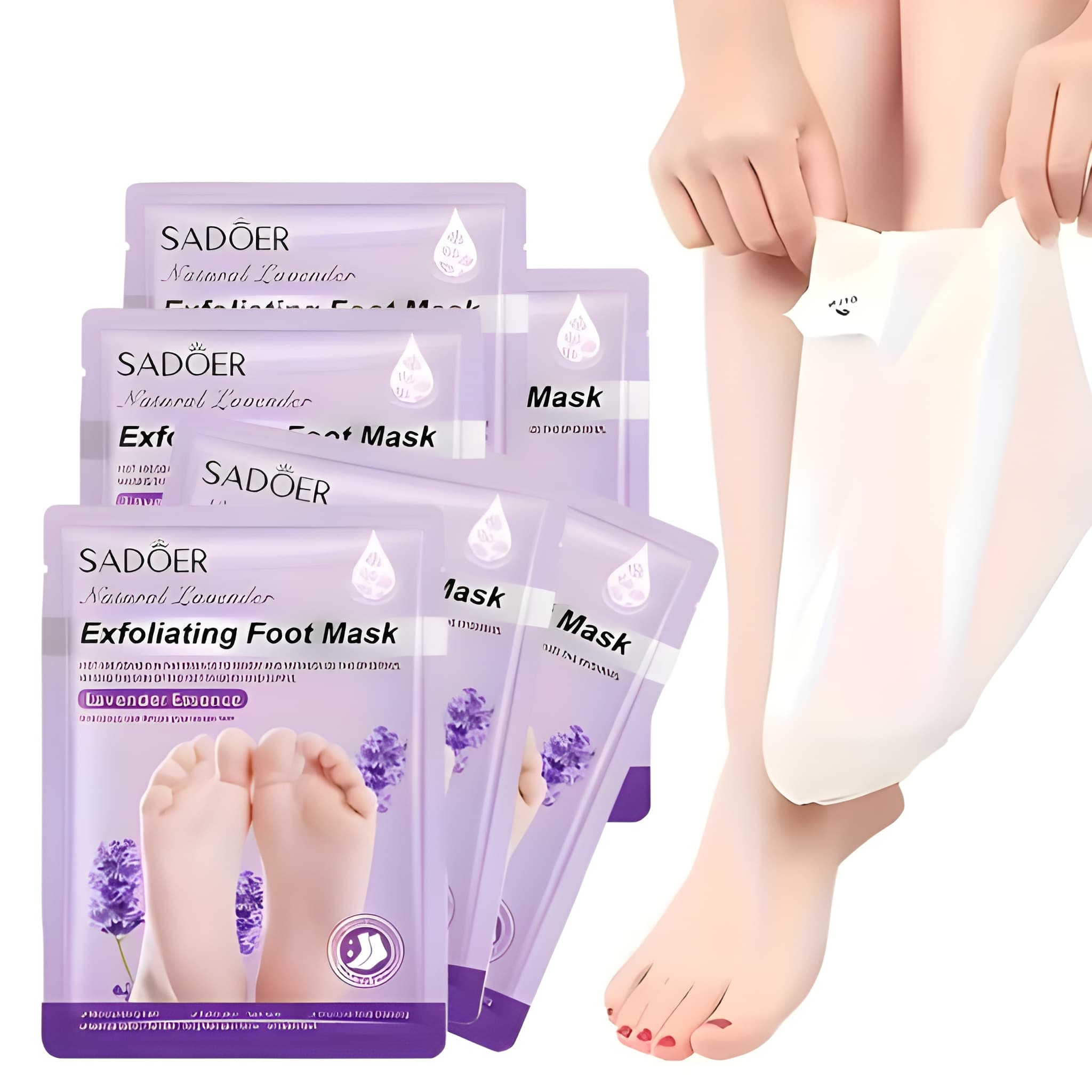 Deep Moisturizing Foot Hydration Socks with Lavender | Exfoliating Foot Peel Mask for Cracked Heels & Dead Skin Removal | At-Home Pedicure Socks for Soft & Smooth Baby Feet