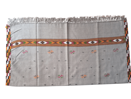 Handwoven Kullu Kingri Jala Merino Wool Shawl - Grey