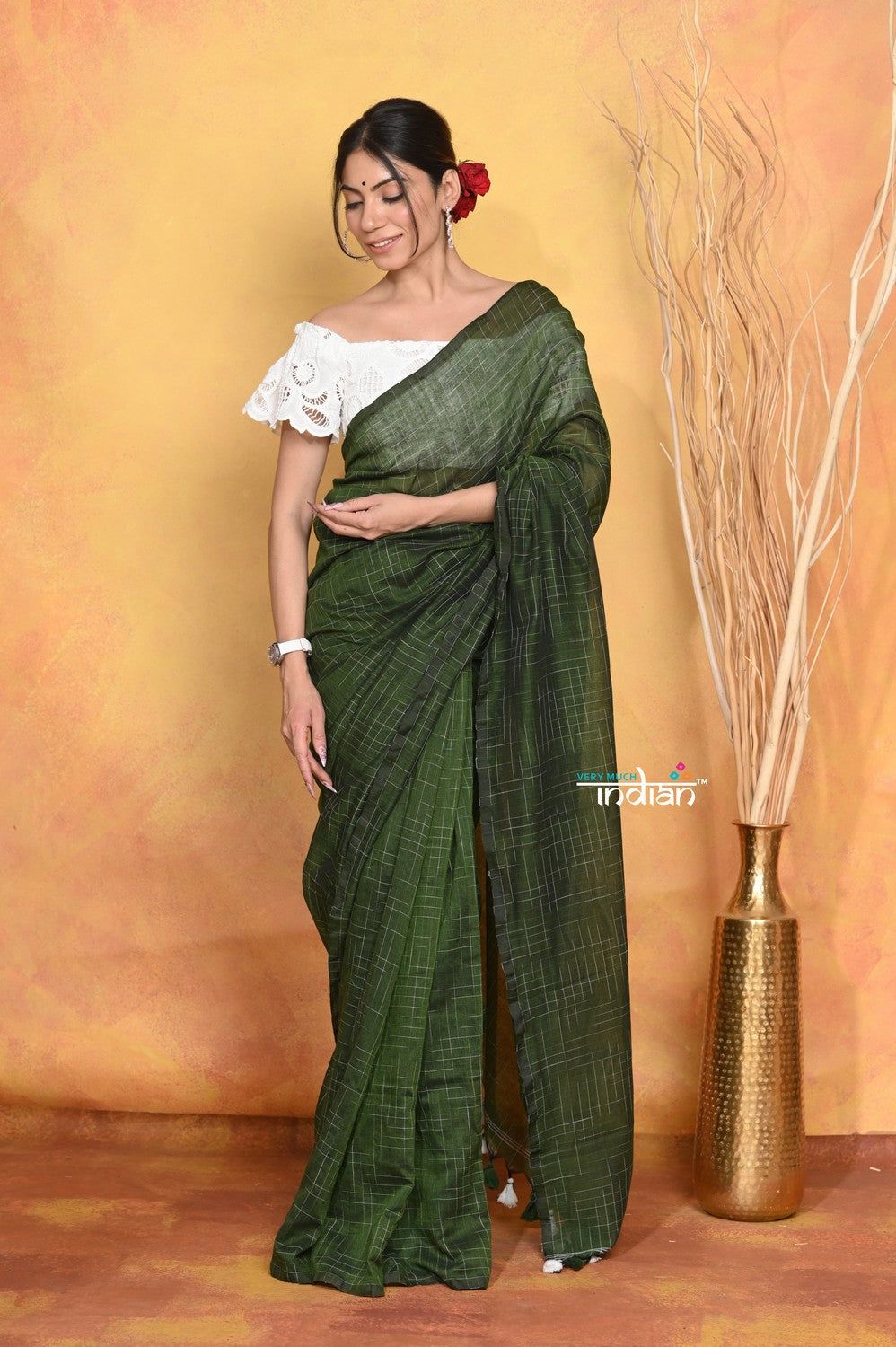 Mastaani ~ Mul Cotton Khadi Design Handloom Woven Saree - Green