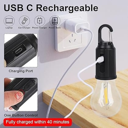 Camping Hanging Bulb, Waterproof LED Tent Light with USB Cable, 3 Modes Hanging Camping Lantern, Hanging Lamp for Hiking, Emergency, Household (Multi, Medium)