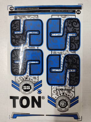 Self Adhesive, Vinyl Plastic, Cricket Bat Sticker -  SS Blue