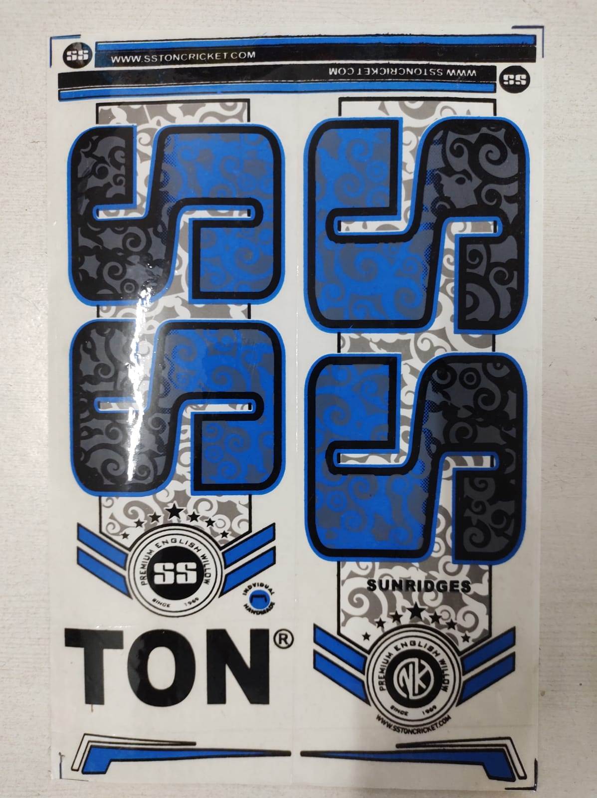 Self Adhesive, Vinyl Plastic, Cricket Bat Sticker -  SS Blue