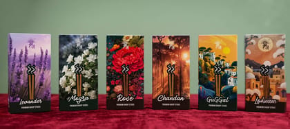 Shri Shriji Flam the Aromatic peace 6 in1 Combo Pack- Rose,Mogra,Levender,Lobhan,Gugga ,Chandan, 100 grams each  45 sticks in each