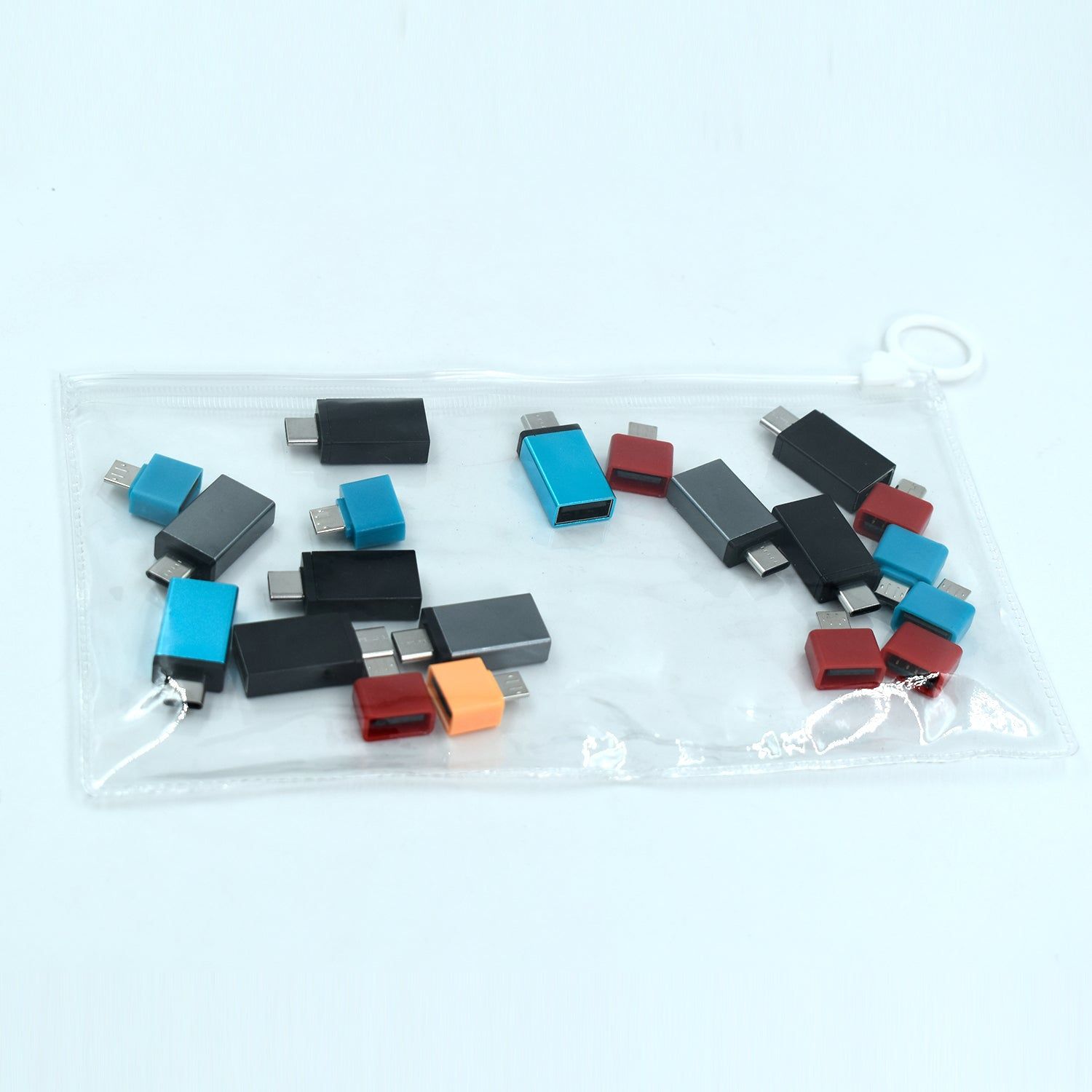 OTG Type C & USB to Micro USB Adapter for Android Mobile Smart Phones & Tablets With Zip Pouch (Pack of 20)