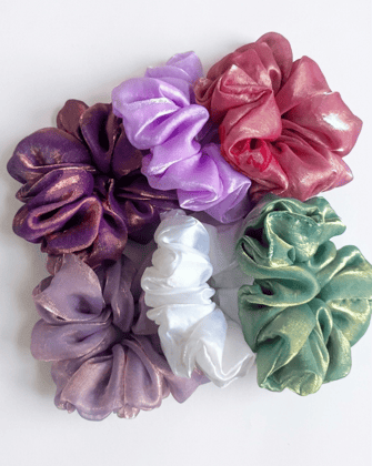 Premium Organza Hair Scrunchies Set of 6 pieces - Multicolour