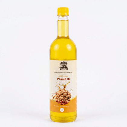 HRK Farms Cold Pressed Groundnut Oil | 100% Pure Peanut Oil | Unrefined & Zero Additives | Wood Pressed Groundnut Oil for Daily Cooking | Kachi Ghani Oil  | Groundnut Oil Oil 1 L