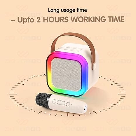 10W Mini Bluetooth Speaker K12 with Wireless Karaoke Mic, 8 Hours Playtime, RGB Lights, BT5.1, Type-C Charging