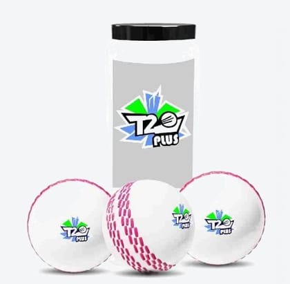 Jaspo Synthetic T-20 Plus Practice Cricket Ball/Wind Balls (120-130 Gms) For - Indoor & Outdoor Street & Beach Cricket (Pack Of 3) (White)
