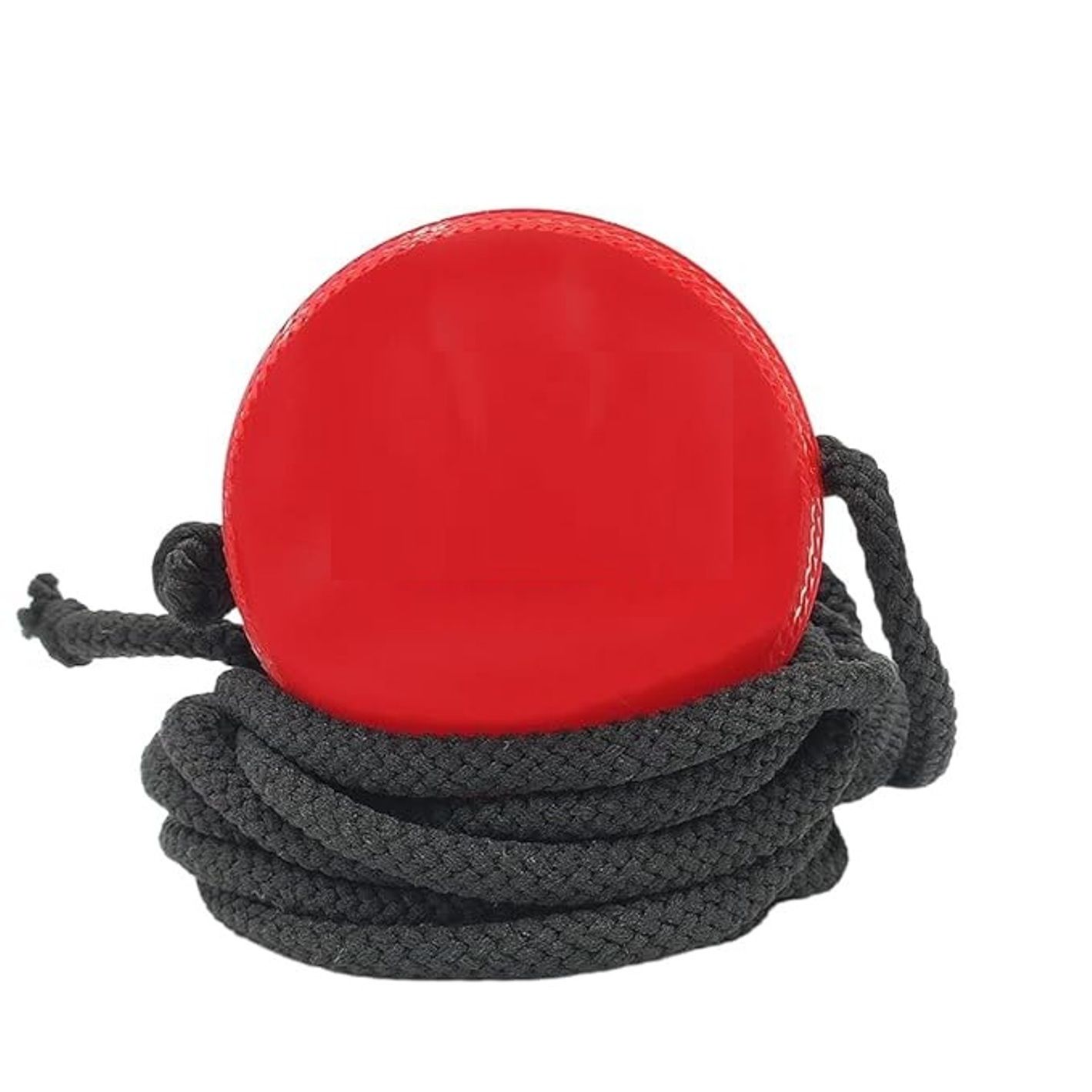 Synthetic Hard Ball with a Cord, Cricket Hanging & Knocking Ball for Indoor & Outdoor Training,Practice, Batting ( Red )