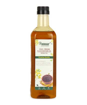 Ramnoor Pure Organic Cold Pressed Black Mustard Oil 1L | Kachi Ghani Sarson Tel | 100% Pure & Natural | Unrefined | Strong Aroma Cooking Oil Ramnoor Pure Organic Cold Pressed Black Mustard Oil 1L | Kachi Ghani Sarson Tel | 100% Pure & Natural | Unrefined | Strong Aroma Cooking Oil