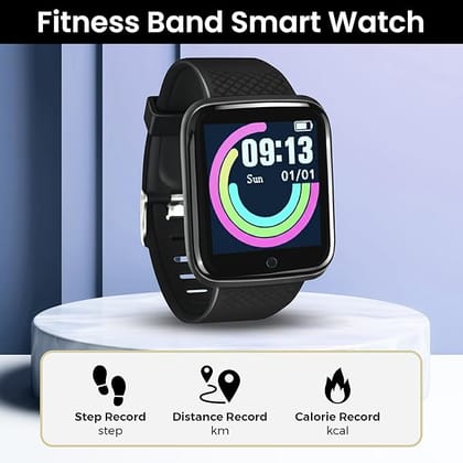 T55 Fitness Smart Watch for Men, Women, Boys, Girls, Kids – Single Touch Interface, Water Resistant, Workout Modes, Quick Charge Sports Smartwatch – Jet Black
