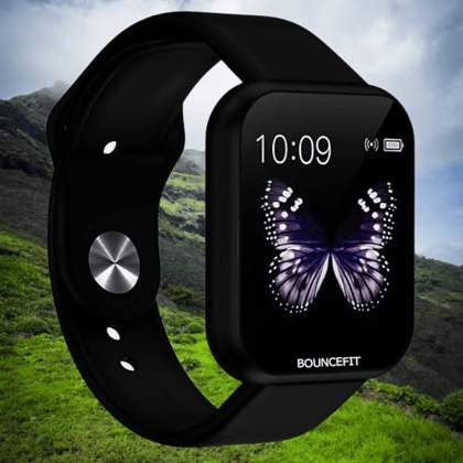 T55 Fitness Band Smart Watch for Men, Women, Boys, Girls, Kids – Single Touch Interface, Water Resistant, Workout Modes, Quick Charge Sports Smartwatch – Jet Black