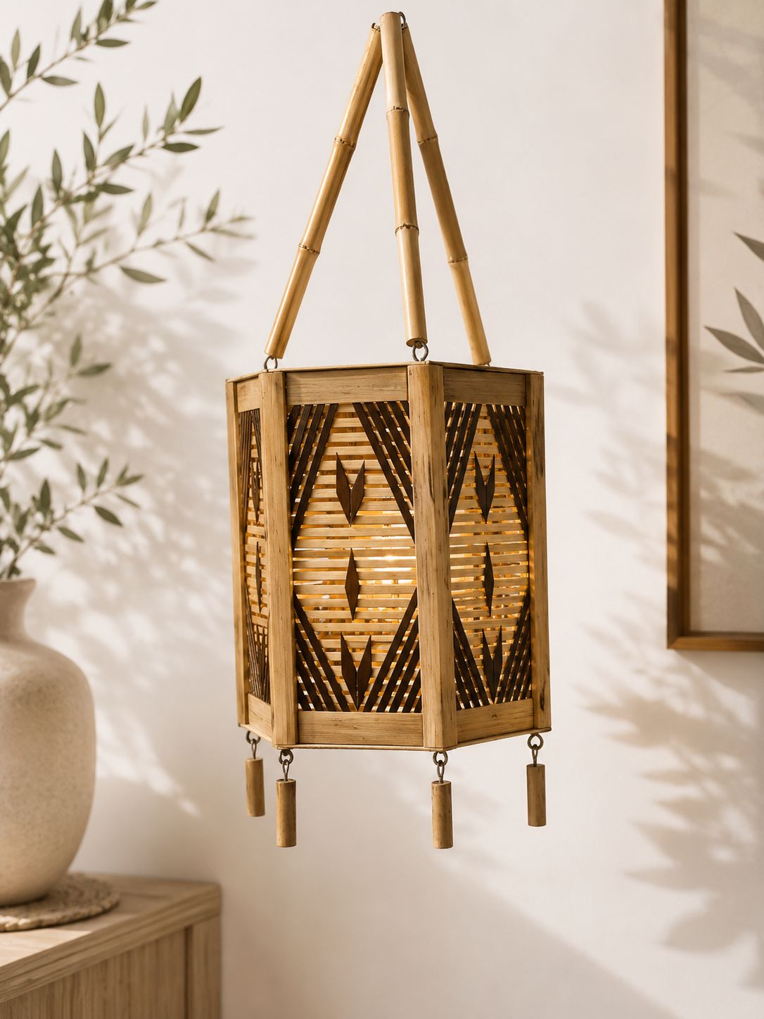Bamboo Pendant Light Lantern