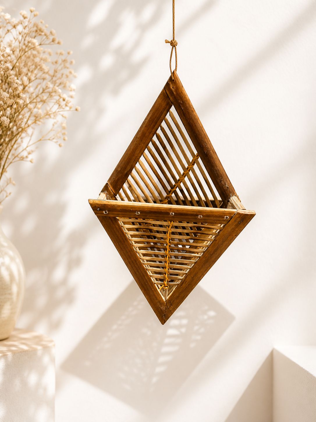 Geometric Bamboo Hanging Lantern