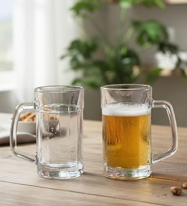 Table & Tale Americano Line 340 ml Beer Mug Set of 12 from Brazil | Crystal Clear Beer Mug | Ideal for Beer, Cocktails, Mocktails, Cold Drinks & Other Beverages