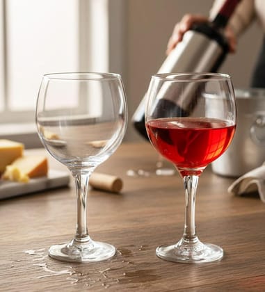 Table & Tale Barone 490 ml Wine Glass Set of 4 from Brazil | Crystal Red & White Wine Glasses for Home, Bar, Parties | Elegant Stemware for Cabernet, Pinot Noir, Chardonnay & More