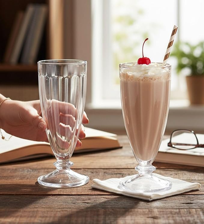 Table & Tale 360 ml Dessert Glass Set of 2 from Brazil | Cone Shaped Ice Cream Glasses for Milkshake, Cocktail, Dessert, Ice Cream, Falooda, Wine, Cocktails | Perfect for Home, Cafes & Restaurants