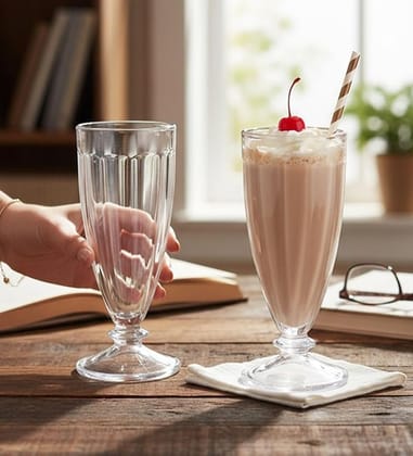 Table & Tale 360 ml Dessert Glass Set of 4 from Brazil | Cone Shaped Ice Cream Glasses for Milkshake, Cocktail, Dessert, Ice Cream, Falooda, Wine, Cocktails | Perfect for Home, Cafes & Restaurants