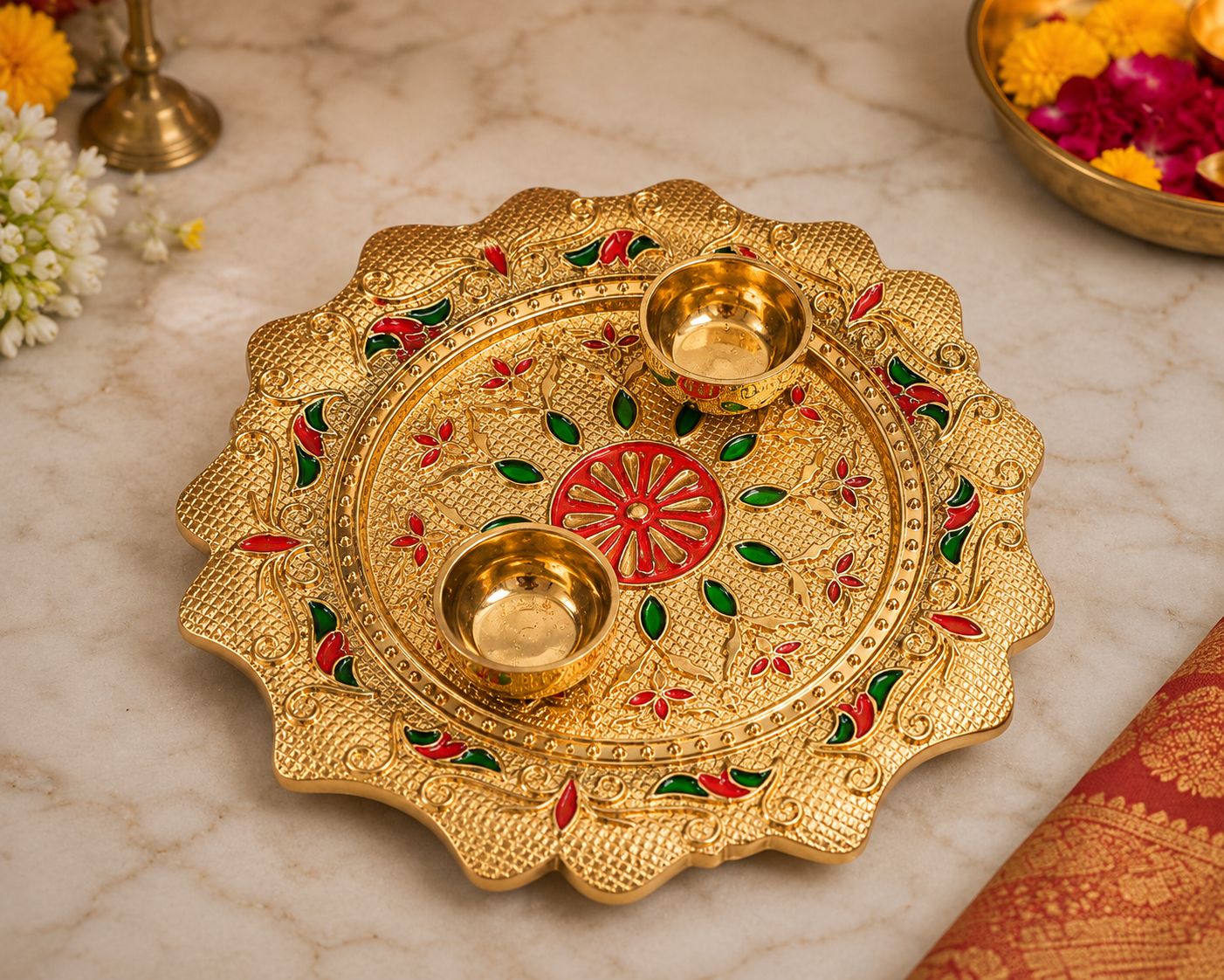 Traditional Decorative Puja Thali