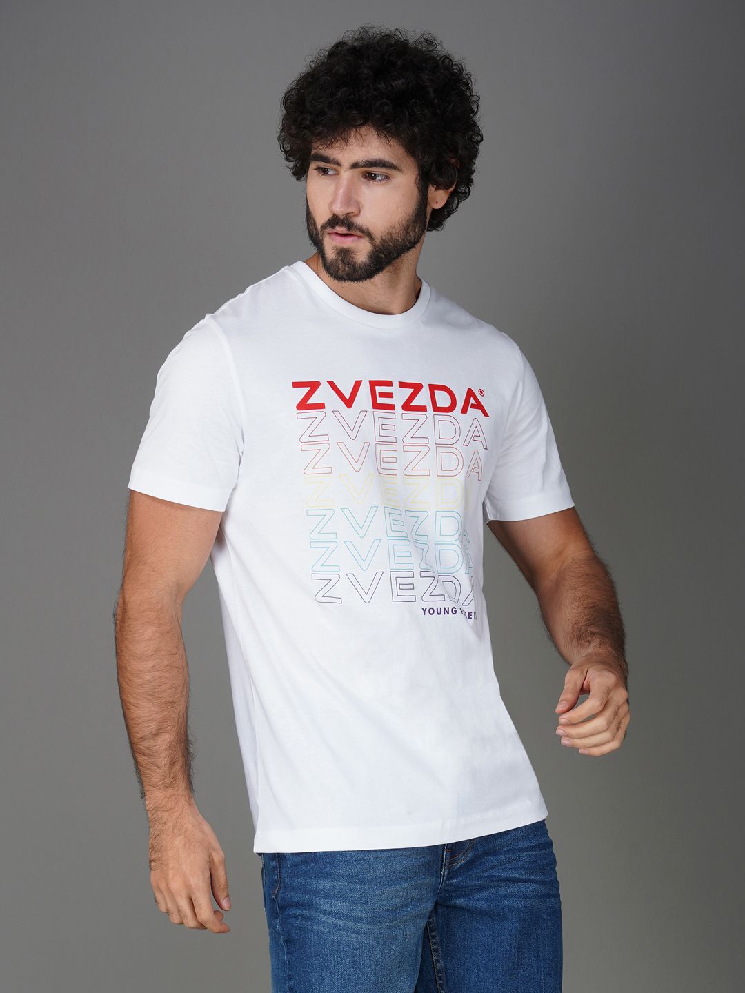 Men's Cotton Branded Tee Euro Fit White