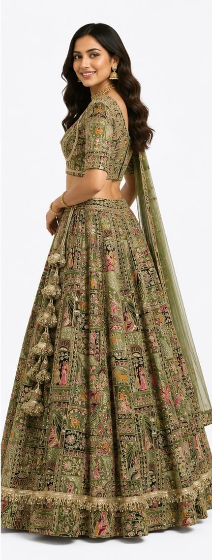 Elegant Olive Green Designer Lehenga Choli for Women
