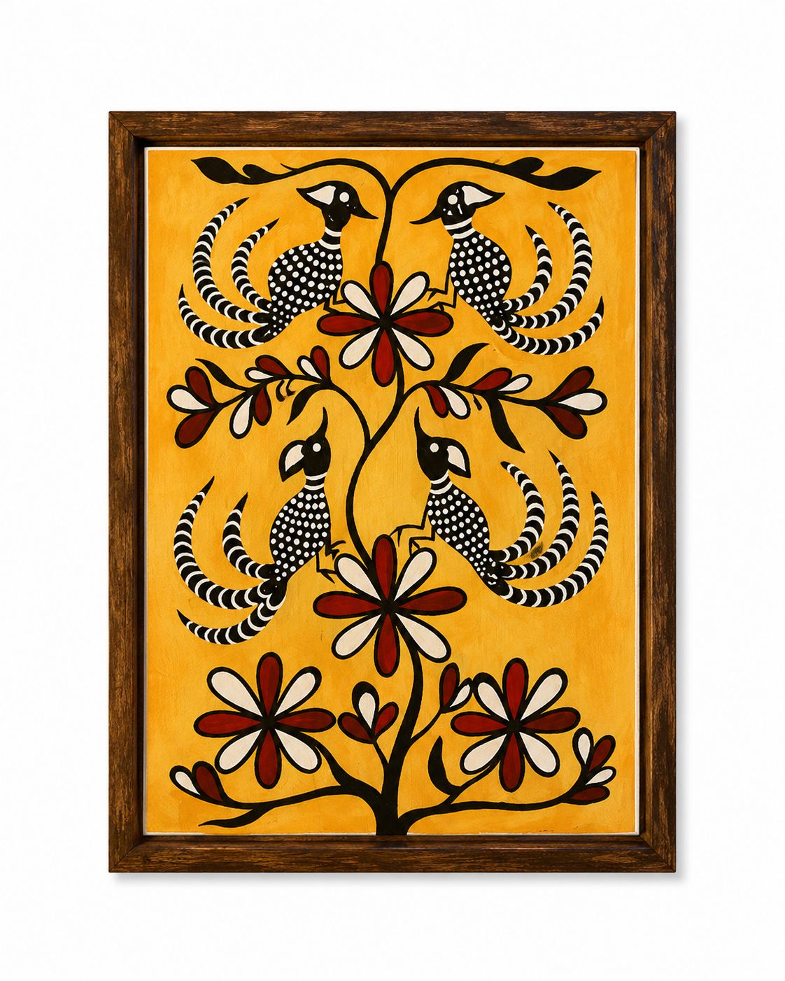 Kalamkari Framed Wall Art Birds and Tree of Life