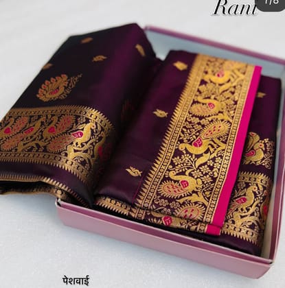 Women's Purple Paithani Silk Saree