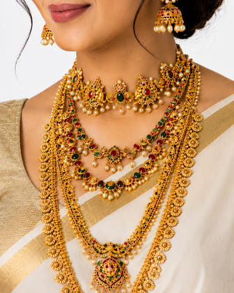Women's Gold Plated Traditional Temple Jewelry Set Women's Gold Plated Traditional Temple Jewelry Set