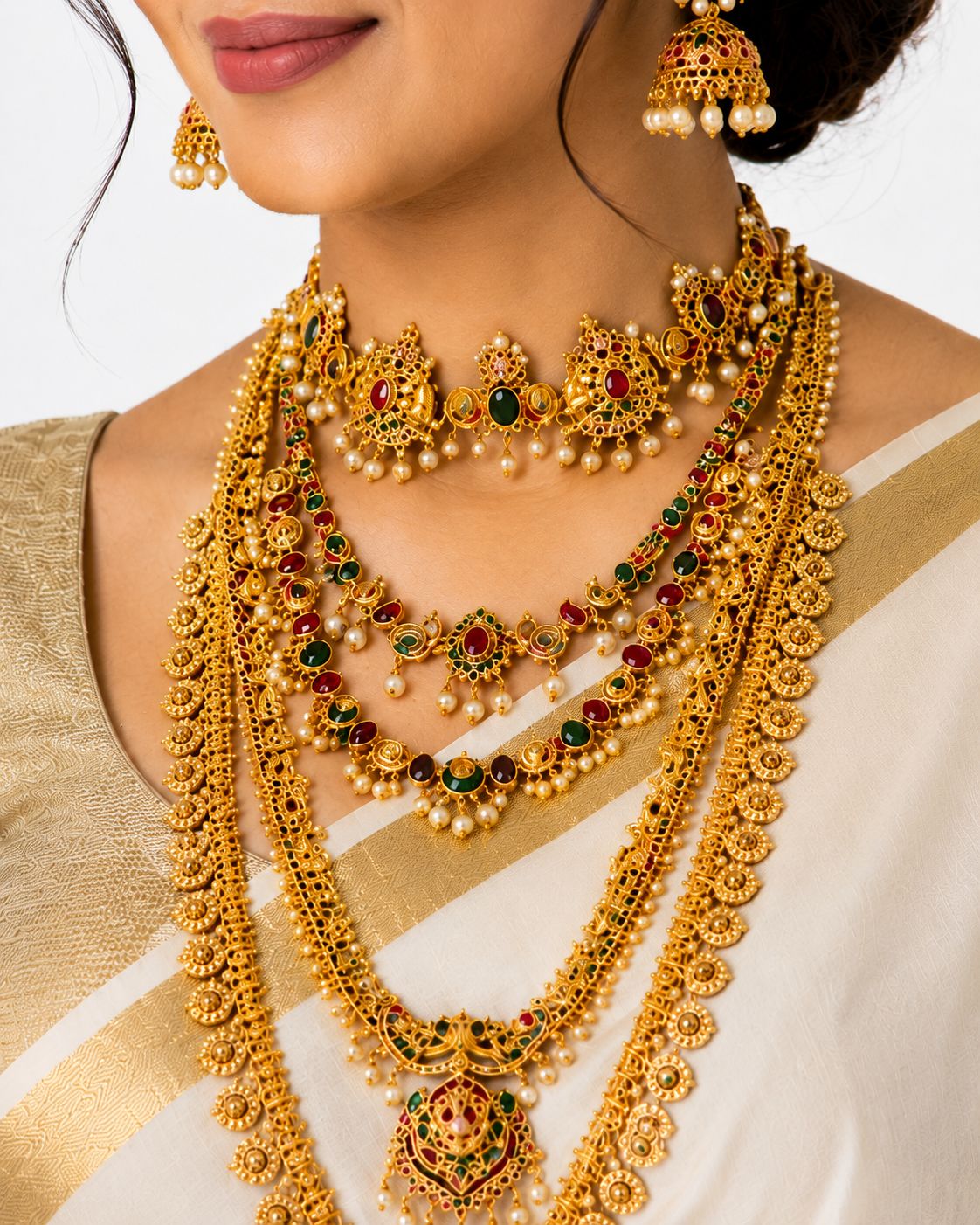 Women's Gold Plated Traditional Temple Jewelry Set