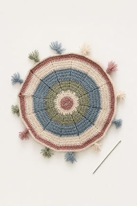 Hand-Crocheted Round Tasseled Coaster Mat (Assorted Color) Hand-Crocheted Round Tasseled Coaster Mat (Assorted Color)