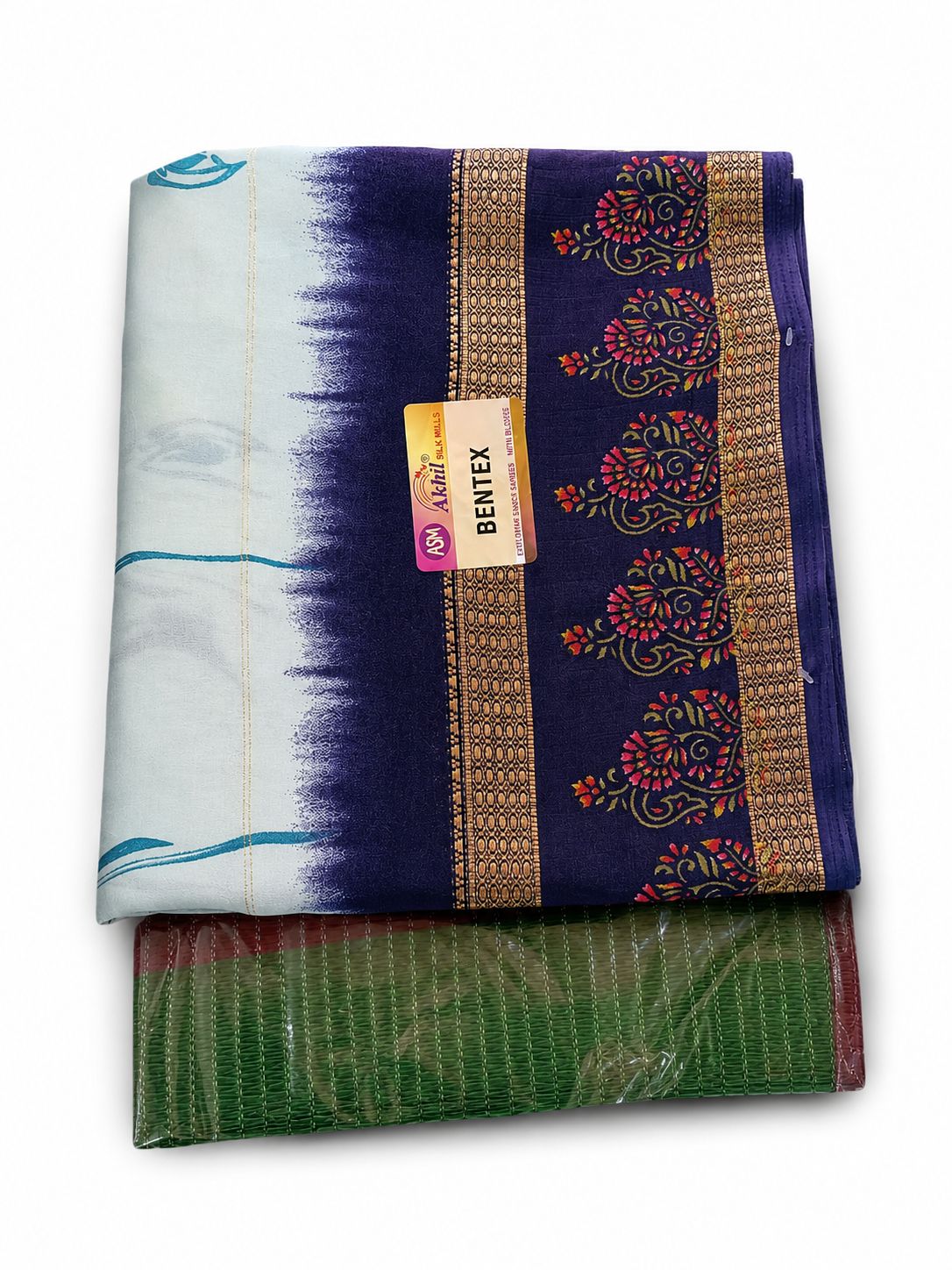 ASM Bentex Light Blue & Navy Blue Fancy Saree