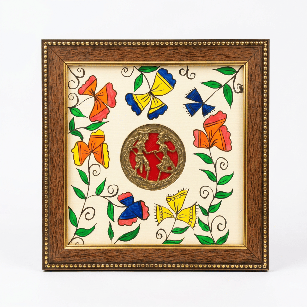 Framed Chokra Jali with Traditional Painting