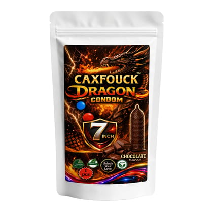 Caxfouck Penis Extender Dragon Silicone Condom Chocolate Flavour 7 to 8 Inch Reusable Condom for Extra Time & Pleasure (Pack of 1)